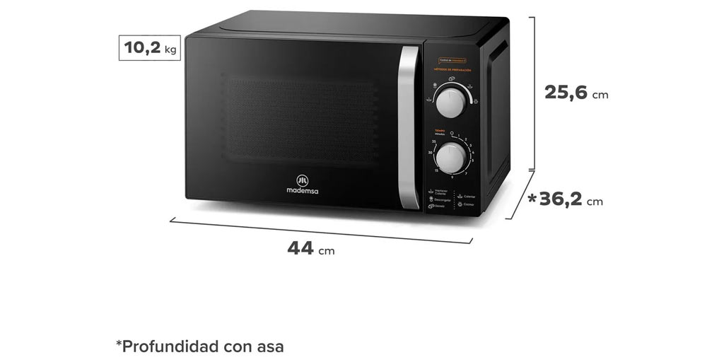 Microondas Mademsa 20 Litros Manual Mm20fbm Negro 9
