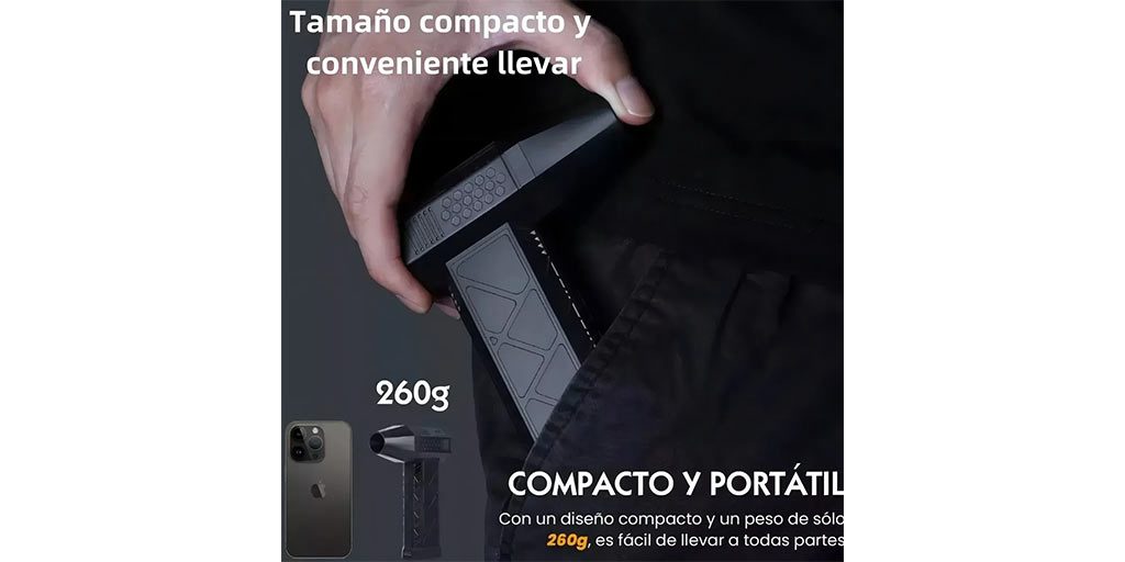 Soplador Usb Portatil 200w 5000mah 3 Velocidades 000002